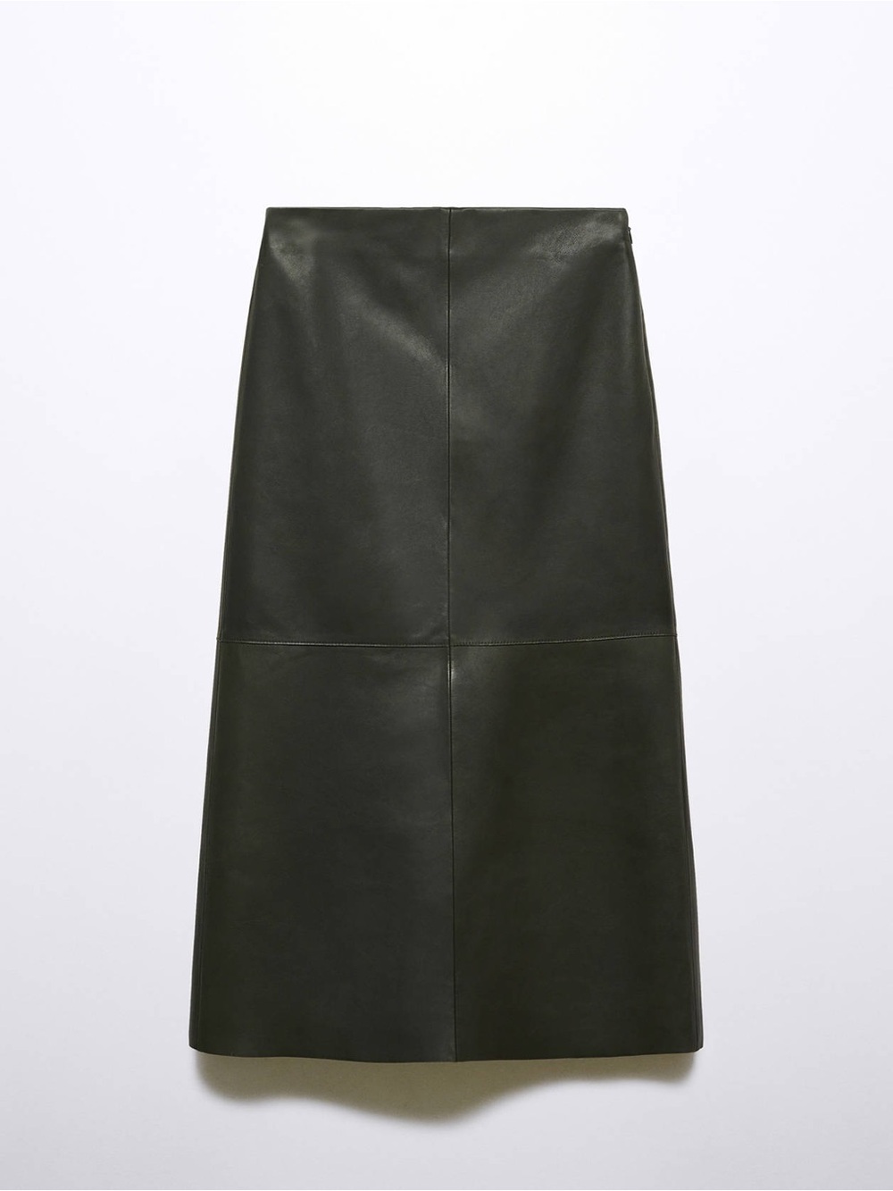 $429 NWT Mango Selection MNG Genuine Lamb Leather MIDI Skirt Green XS New